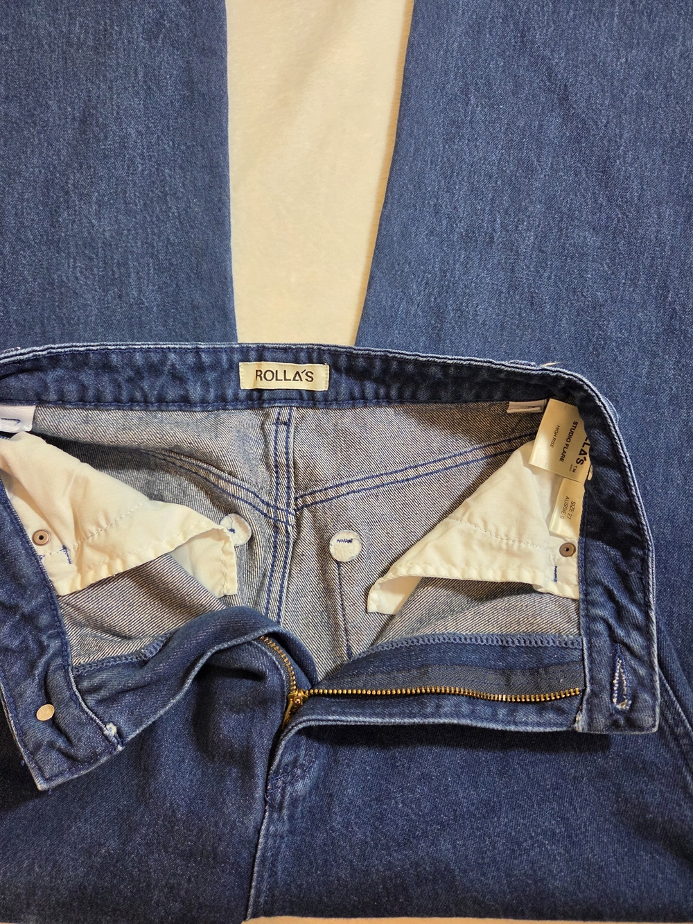 Rolla's Studio Flare High-Rise Wide Leg Jeans Dark Blue Size 27 - Picture 8 of 14